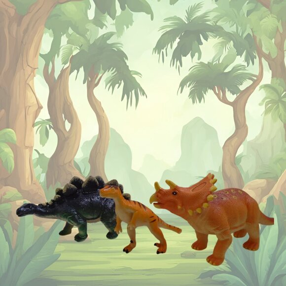 Learning Resources Jumbo Dinosaurs Set Triceratops, Velociraptor, Stegosaur 3408 - Picture 1 of 7